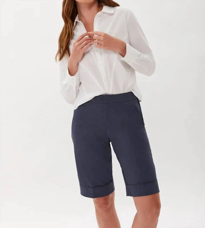 Timeless Elegance Redefined Trouser Short With Piping In Indigo