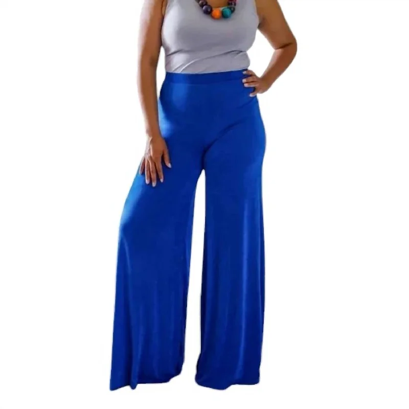 Bold Fashion Slink Fabric Palazzo Pants In Blue