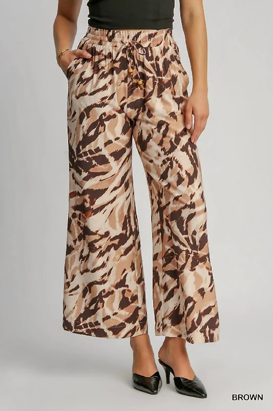 Flash Deals Animal Print Pants In Brown