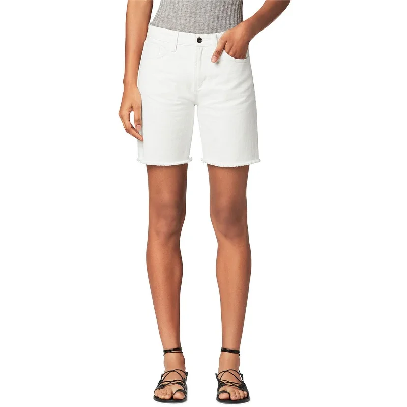 Timeless Elegance Womens Frayed Hem Cotton Bermuda Shorts