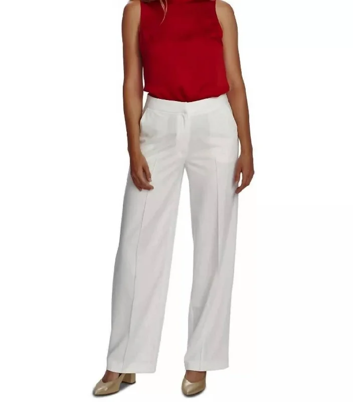 Summer Splash Sale Structured Front Pintuck Pants In White