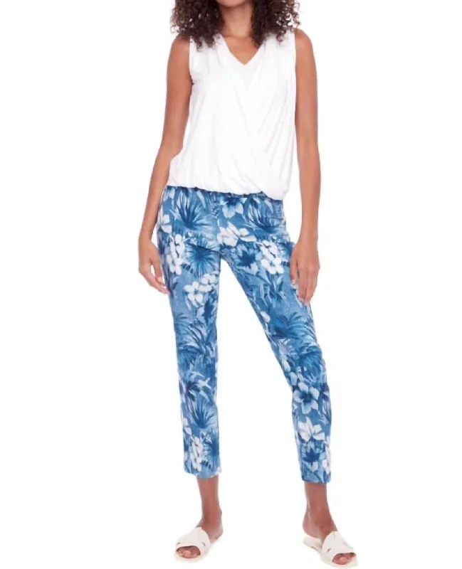 Clearance Event Back-Slit Techno Ankle Pant In Ohana Print