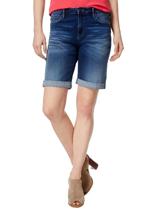 Top Brand Discounts Womens Denim Cuffed Bermuda Shorts