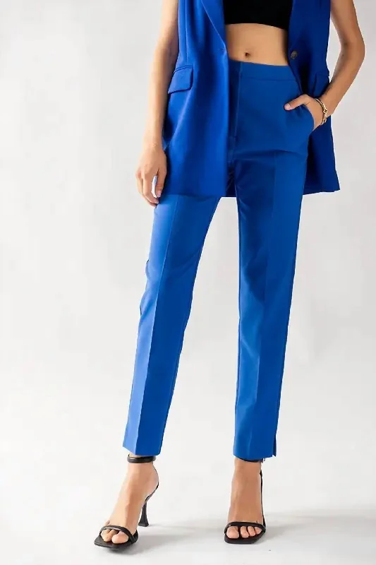 Big Savings On Minimalist Office Styles Basic Ankle Line Slack Pants In Royal Blue