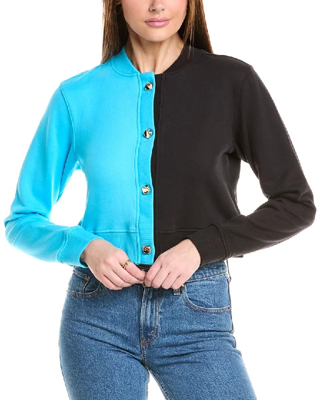 Casual Chic Terez Colorblocked Crop Chili Cardigan