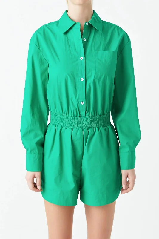 Minimalist Office - Ready Style Lucky Day Romper In Kelly Green