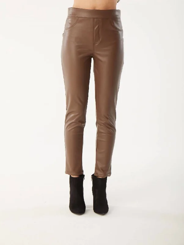 Effortless Sophistication Vegan Faux Leather Pants In Mocha