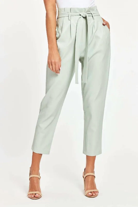 Trend Leading Collection Uptown Paper Bag Pants In Mint