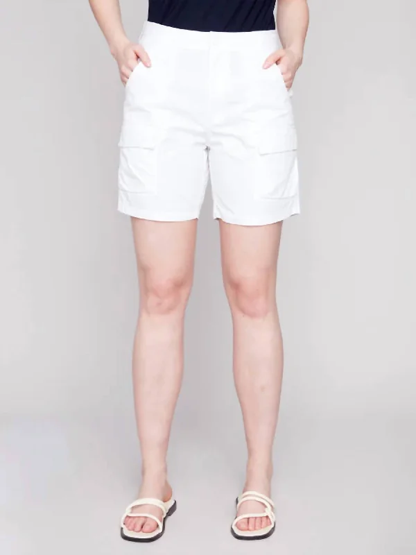 Flash Sale Starts Cotton Cargo Shorts In White