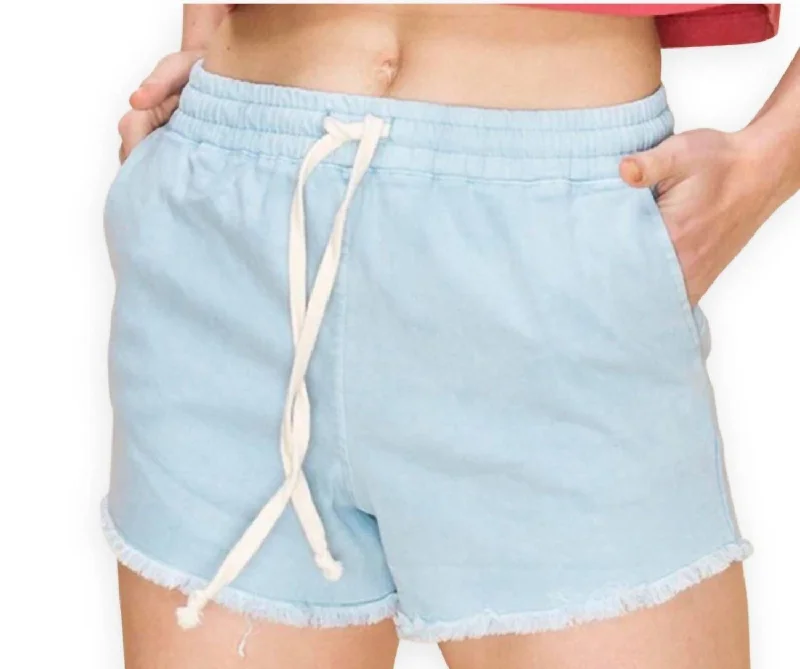 Today Only Denim Drawstring Shorts In Baby Blue