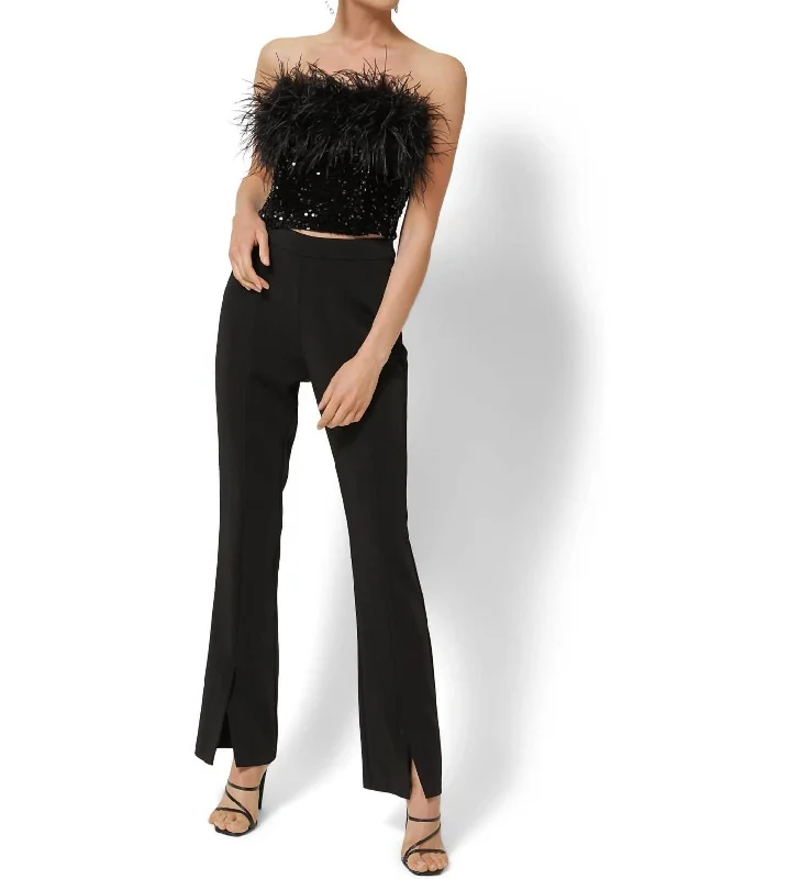 Vibrant Femme Fashion Alexis Split Pant In Black