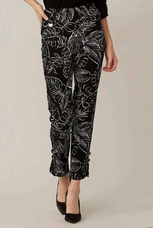 Exclusive Discount Palm Print Cropped Pant In Black Vanilla