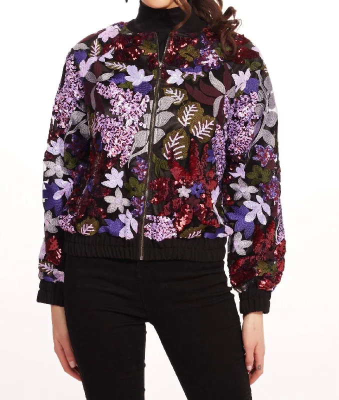 Budget Saver Othelo Bomber Jacket In Tempest Bloom