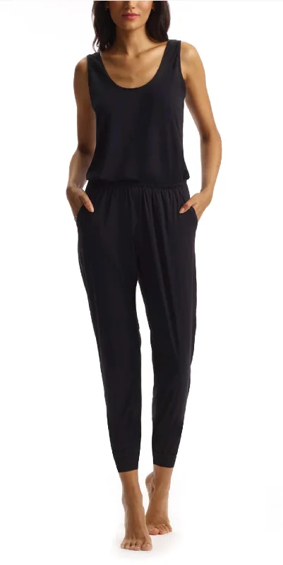 Athleisure Wear Promotion Butter Tank Jumpsuit In Black