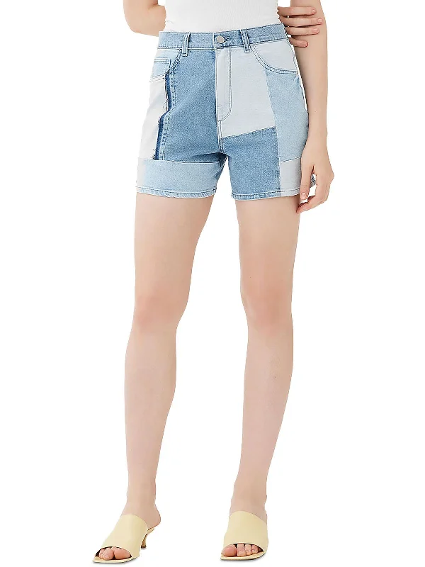 Additional Time-Limited Offers Womens Denim Patchwork Denim Shorts