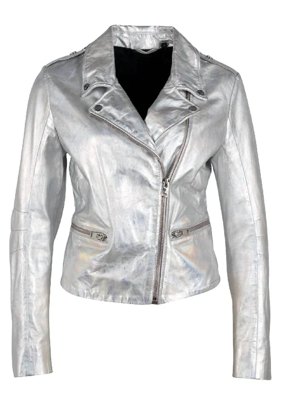 Classic Women's Fashion Women's Adeni Leather Jacket In Holographic