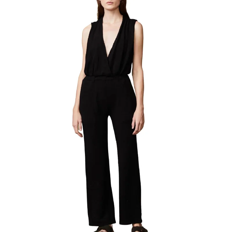 New Season Fashion Preview Sale Supersoft 70's Jumpsuit In Black