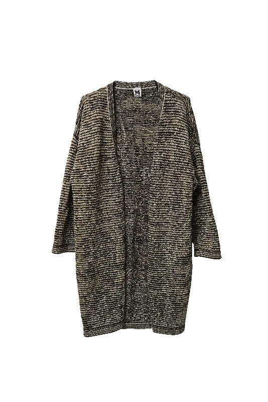 Feminine Soft - Hued Styles Missoni Long Lurex Cardigan in Black and Gold Nylon