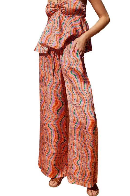 Classic Women's Fashion Wide Leg Pull On Pants In Disco Animal