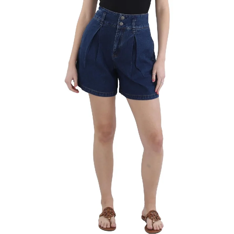 Evening Looks Carine Womens Pleated Denim Denim Shorts