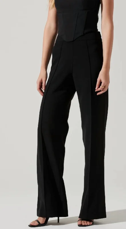 Trend Setting Wardrobe Madison High Waist Pintuck Trouser Pants In Black