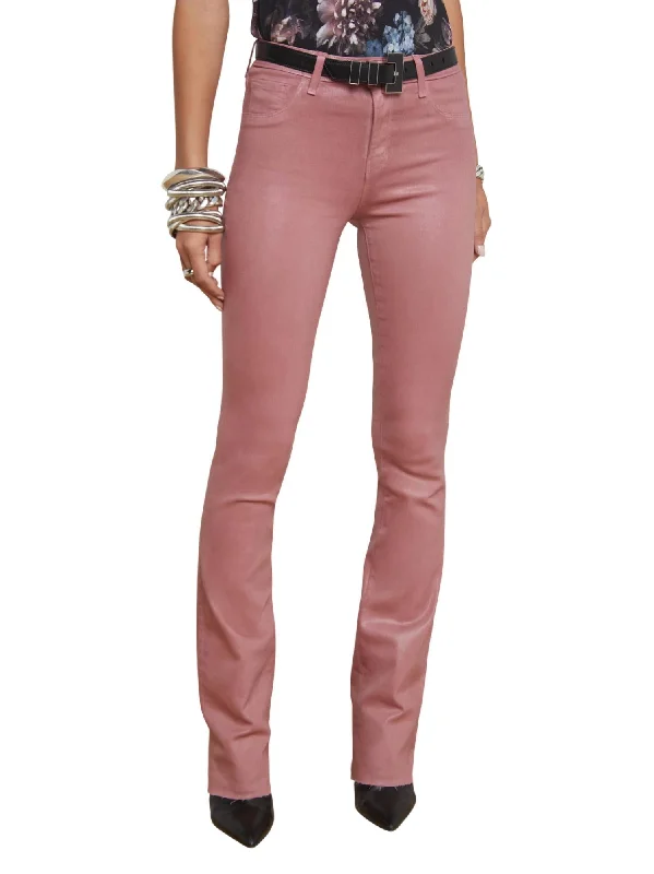 Chic Casual Style Ruth Coated Straight Leg Jean In Mauve Rose Coated