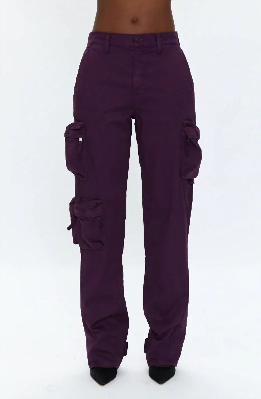 Wardrobe Update Bobbie Utility Cargo Utility Pant In Washed Aubergine