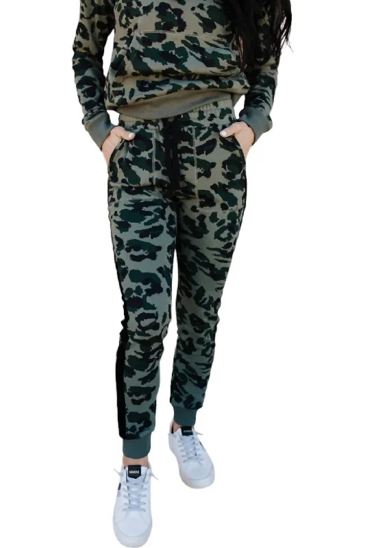 Romantic Date - Night Ensemble Everyday Essential Joggers In Moss Leopard