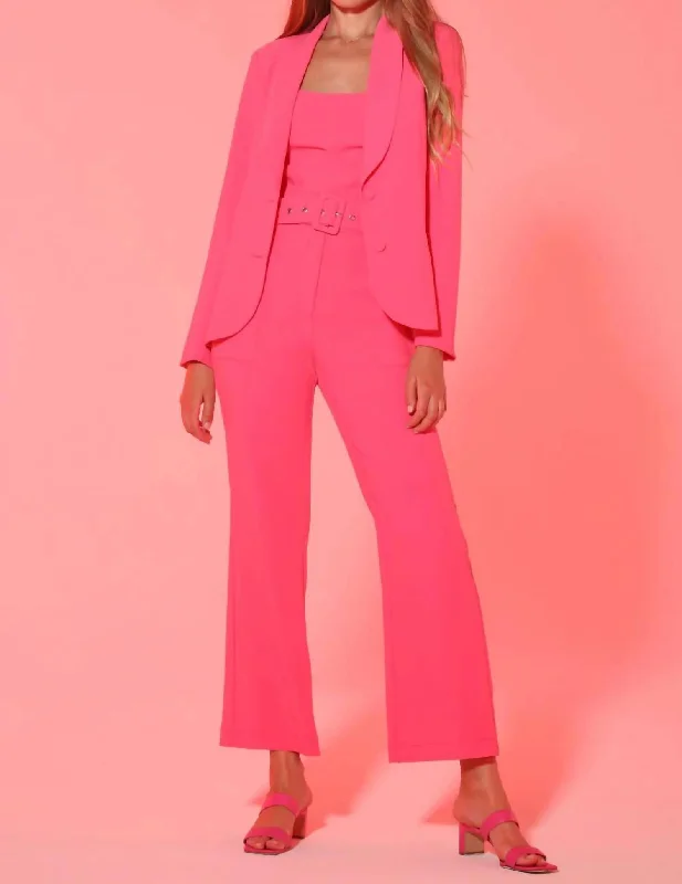 Graceful Movement Toni High Rise Belted Trousers In Flamingo