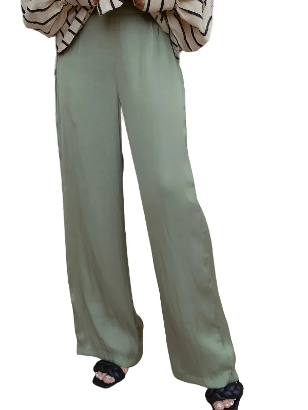 Stylish Savings Rue Satin Pants In Olive