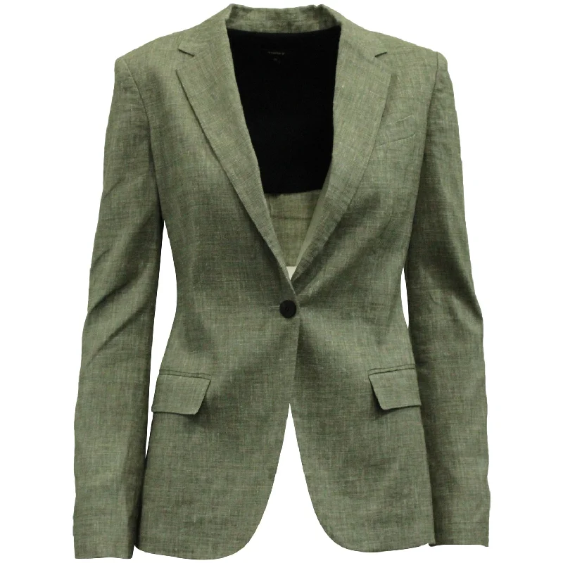 Hot Sale Theory Single Button Blazer in Gray Linen Blend