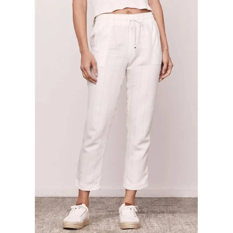 Elegant Attire For The Modern Lady Pinstripe Kennedy Jogger In White