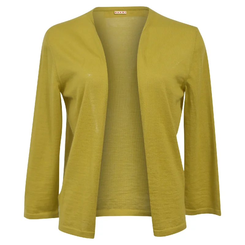 Massive Savings Marni Open-Front Cardigan in Yellow Wool