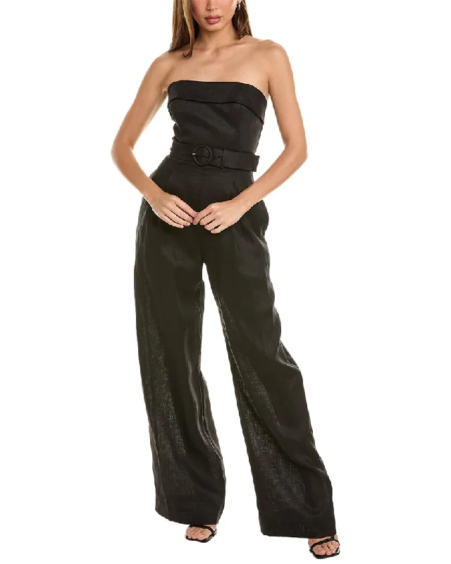 Hurry Before It's Gone Nicholas Chesa Banded Corset Linen Jumpsuit