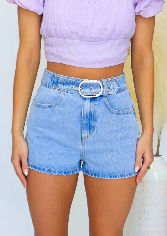 Free Spirited Fashion Best For Me Shorts In Blue Denim