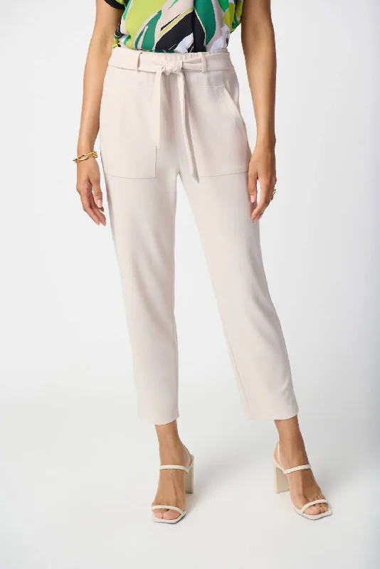 Minimalist Style High-Waisted Ankle-Length Trouser In Moonstone