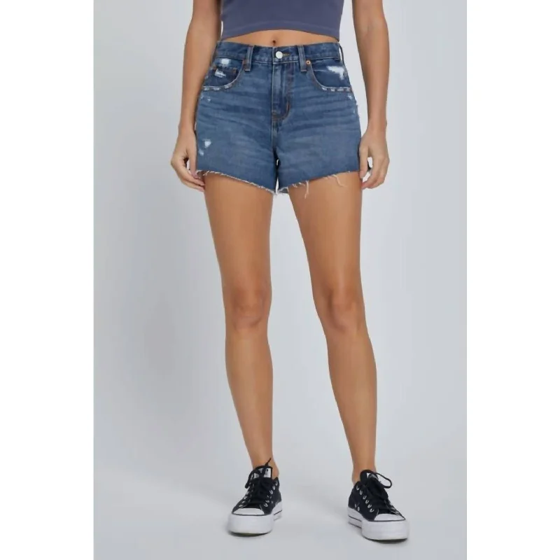 Laid-Back Elegance Summer Heat Jean Shorts In Dark Denim