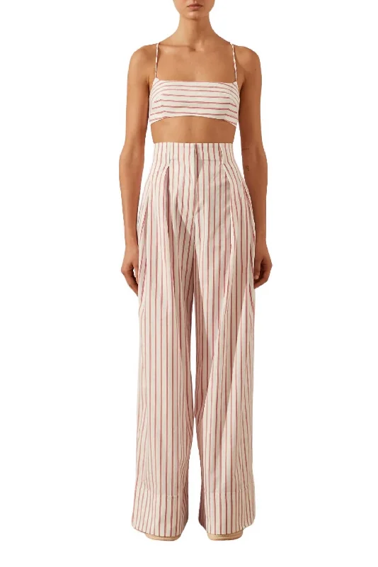 Hot Styles Ribiero High Waisted Relaxed Pants In Ivory/roma Red