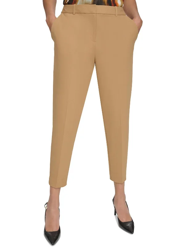 Chic Wardrobe Womens Solid Polyester Ankle Pants