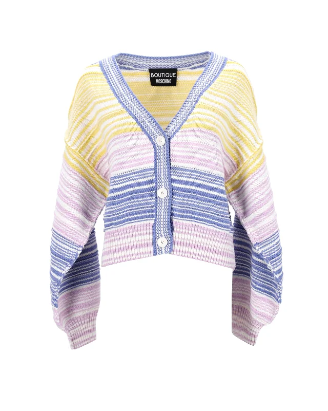 Limited Stock Boutique Moschino Stripe Cardigan in Multicolor Cotton