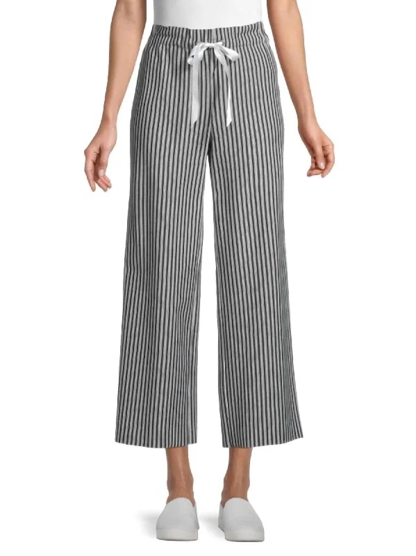 Style Redefined Profiterole Striped Pants In Black Chalk