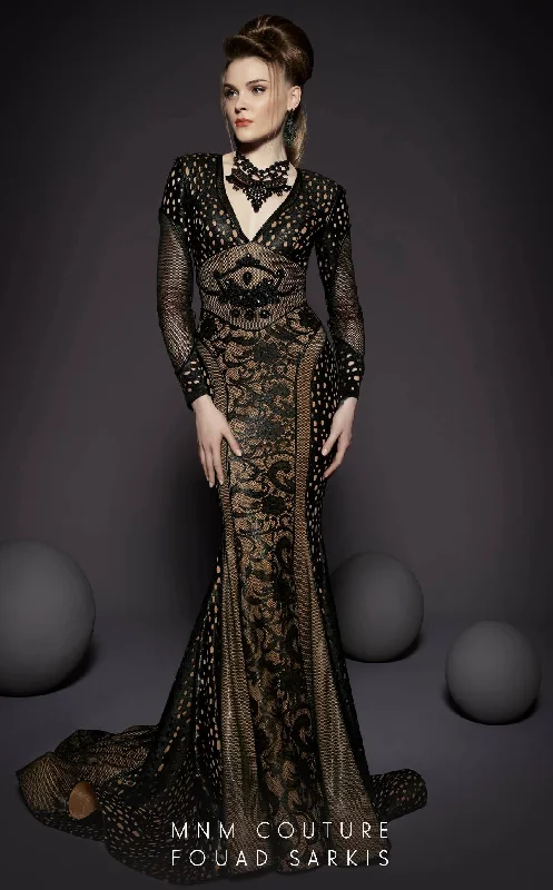 Trendy And Individual Women's Fashion MNM Couture 2468 Fitted Lace Long Formal Evening Dress