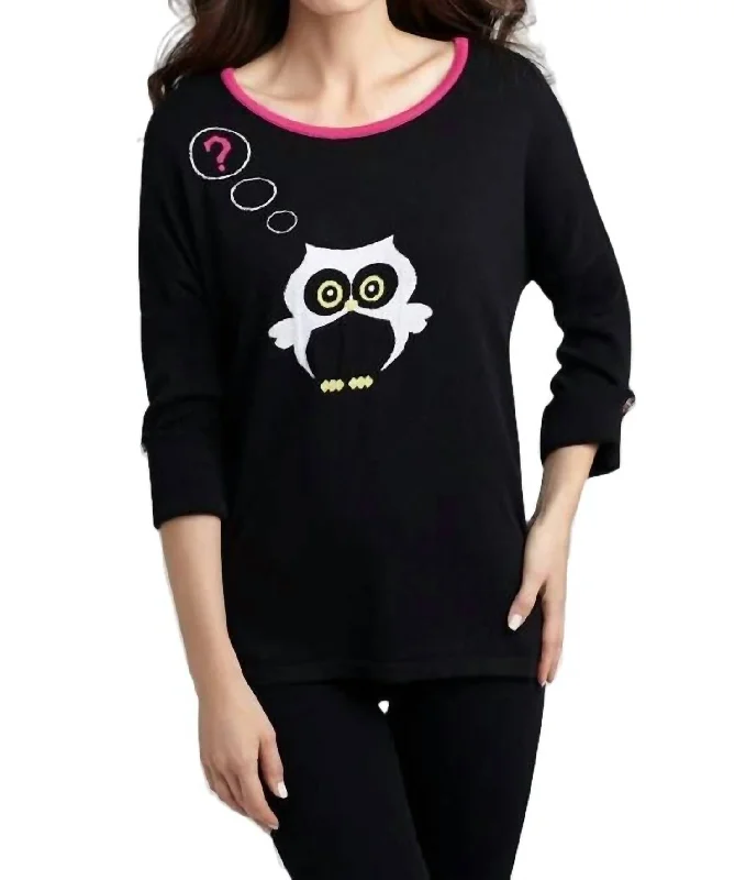 Special Offers Owl Graphic Sweater In Black Multi