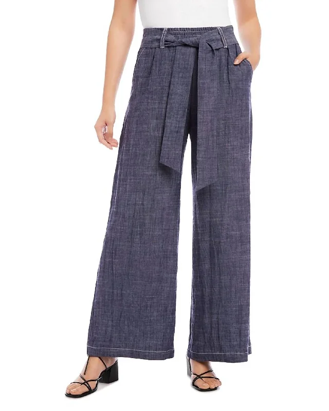 End Of Season Sale Belted Wide Leg Pant In Indigo