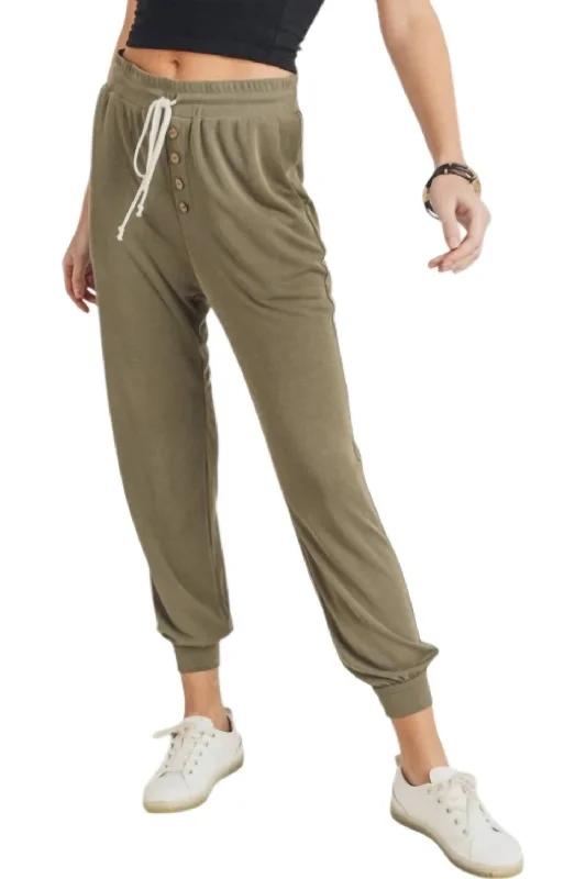 Feminine Flow Come Back Home Joggers In Olive