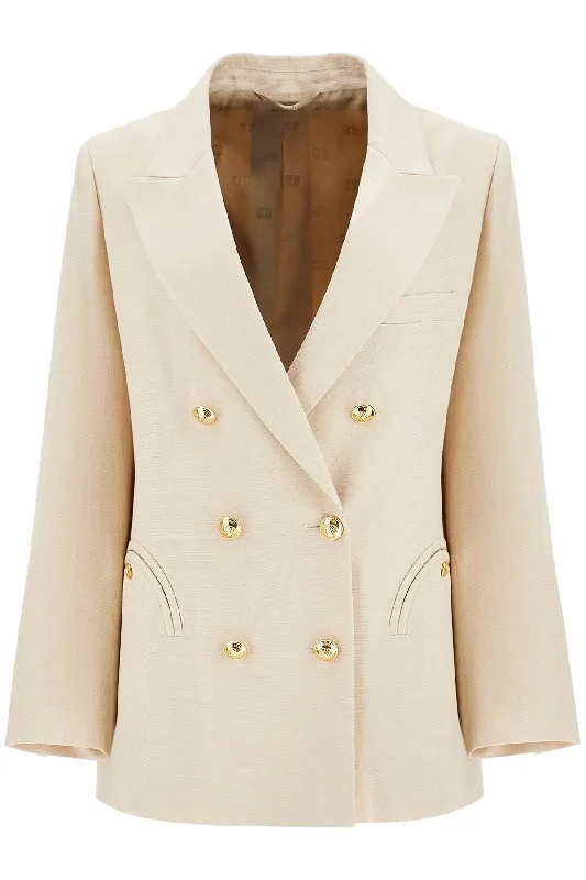 Feminine Soft - Hued Styles Blaze Milano Women's ivory Double-Breasted Viscose Blazer