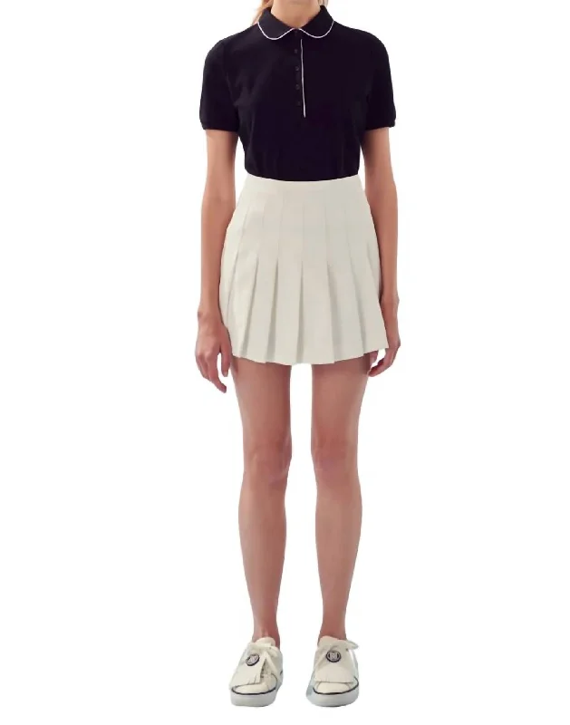 Limited Stock Pleated Tennis Skort In White