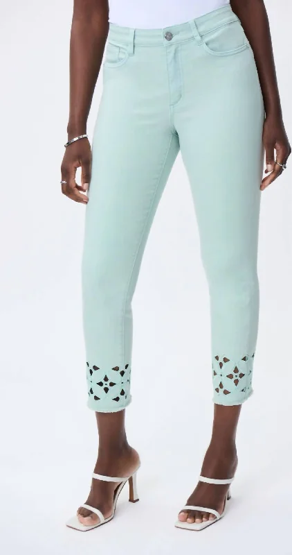 Fashion Sale Floral Cutout Pants In Mint Green