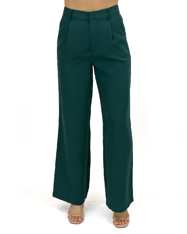 Trendy Fashion For Women Pocketed Wide Leg Pants In Everest