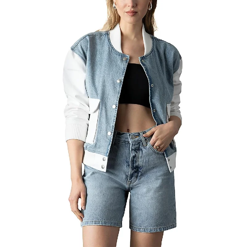 Clearance Event Admiral Womens Colorblock Denim Bomber Jacket